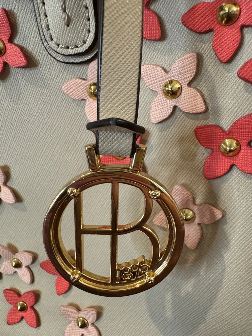 Henri Bendel West 57th Floral Applique Satchel / Tote Bag